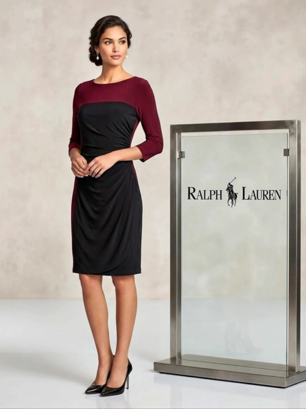 Ralph Lauren Ralph Lauren Colorblock Ruched Sheath Dress